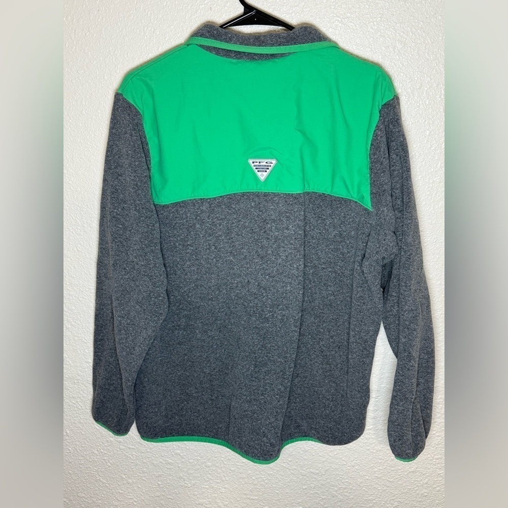 Columbia PFG Grey & Green Pullover Fleece, Men’s 1/4 Zip, M, Excellent - Picture 2 of 6